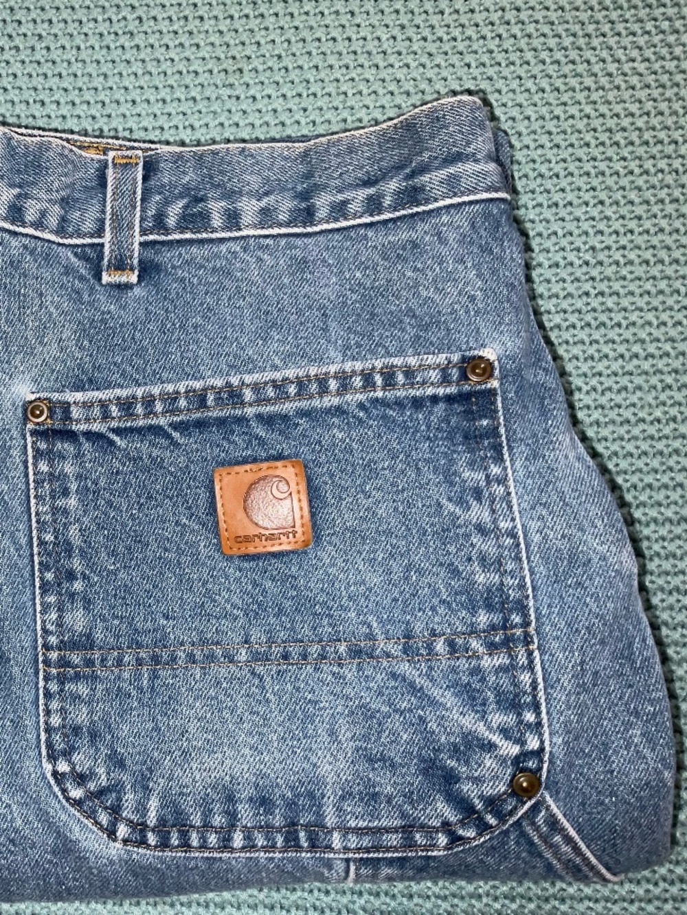 Vintage Carhartt-Double Front Denim Logger Jeans- B73-DST Dark Stone- (46x30) - Picture 5 of 16